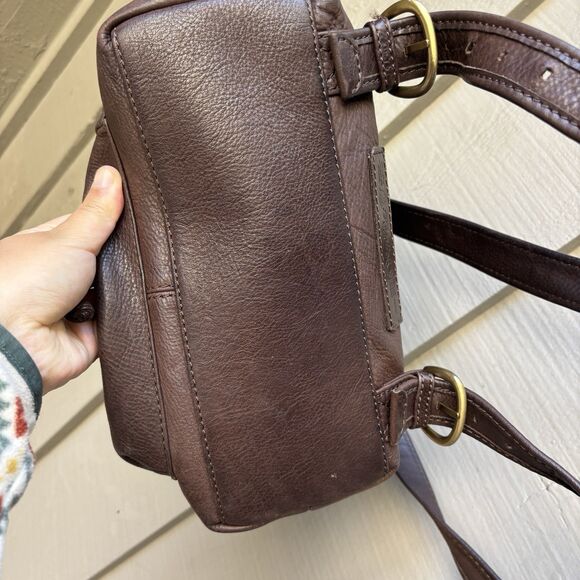 Fossil 75082 Brown Leather Backpack Drawstring Flap Pocket Bag Vintage - Picture 2 of 14